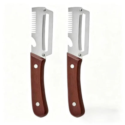 ✨Wooden-Handled Stainless Steel Sharp Peeler with Built-In Bottle Opener