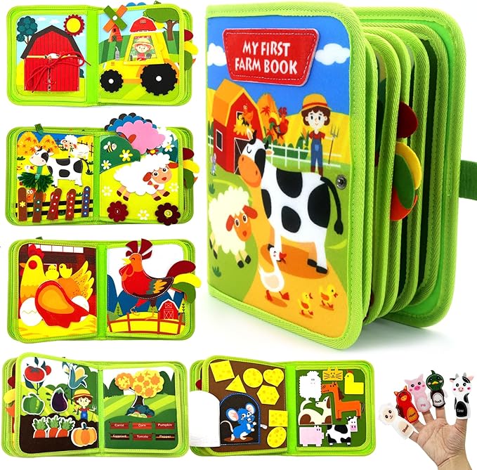 Educational Farm Story Book for Toddlers ⎜ Soft Felt Activity Book for Animal Learning and Fine Motor Skills