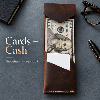 💰Handmade genuine leather wallet – Slim Magnetic Card & Cash Holder for Men