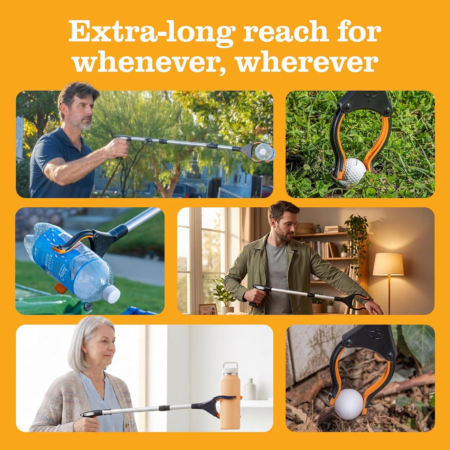 43' Extra Long Grabber Reacher Tool – Heavy Duty with 360° Rotating Jaw & Magnets