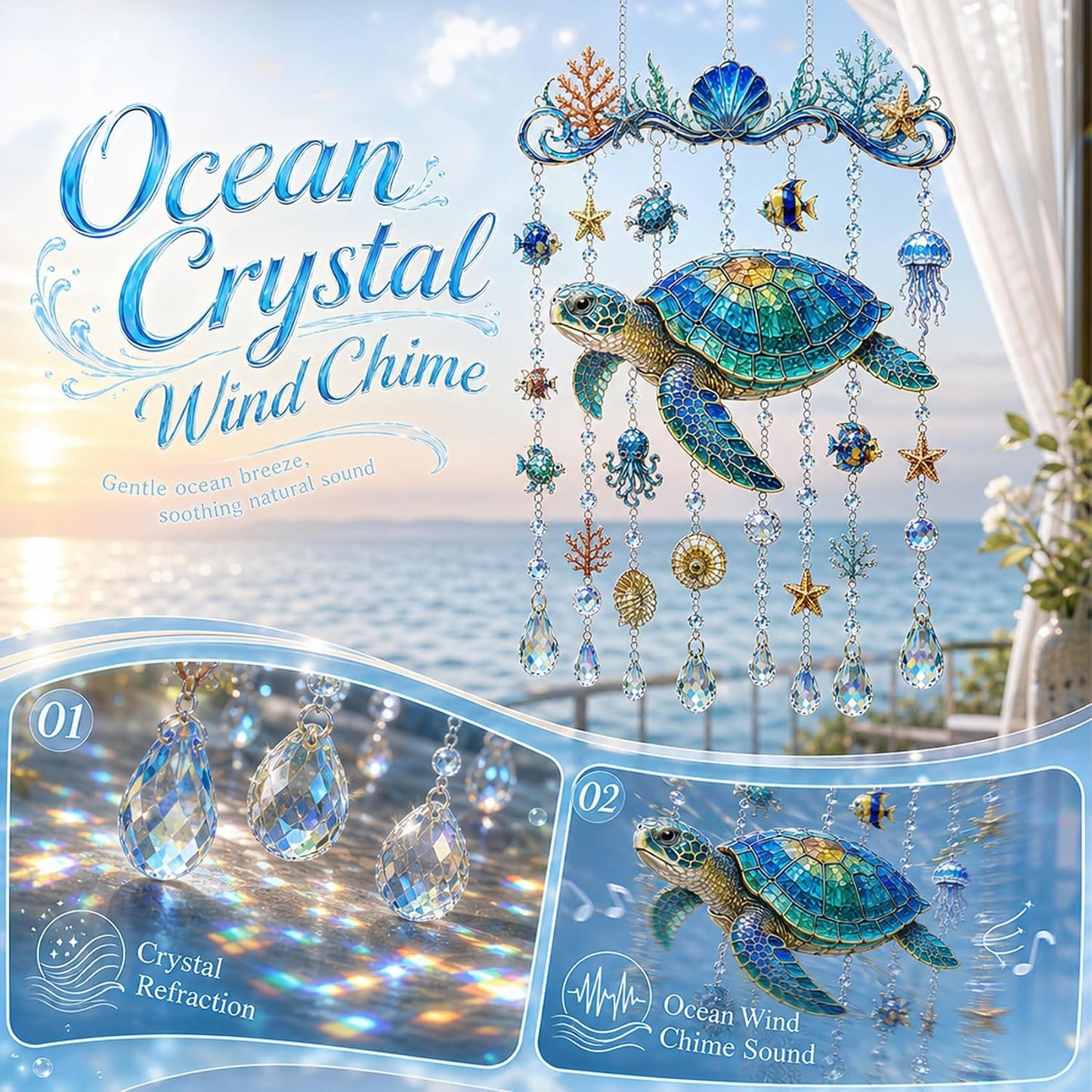🌊Last Day49% OFF-🔥Ocean Themed Crystal Wind Chime