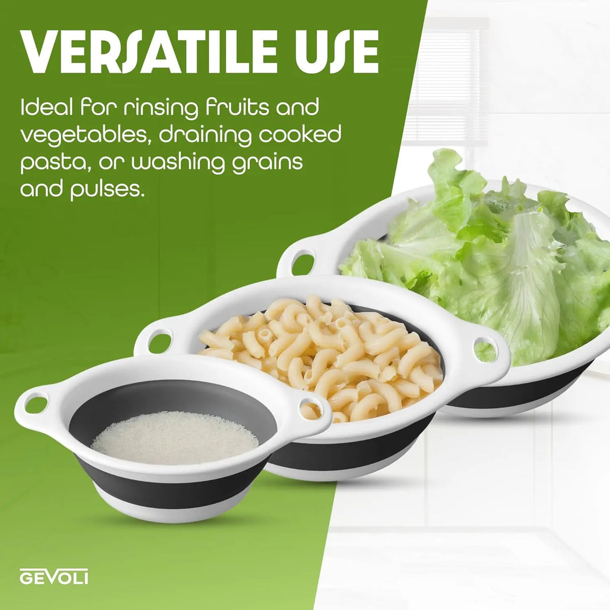 🔥3-Piece Collapsible Colander Set with Self-Draining Base🔥