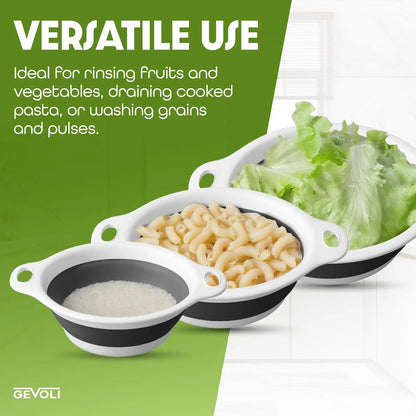 🔥3-Piece Collapsible Colander Set with Self-Draining Base🔥