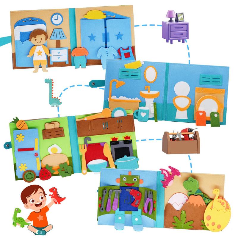 📚Felt Busy Book✨ – Soft Sensory Travel Toy with Learning Activities