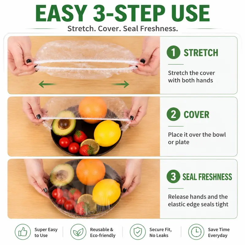 200PCS Disposable Stretch Food Covers for Bowls & Plates
