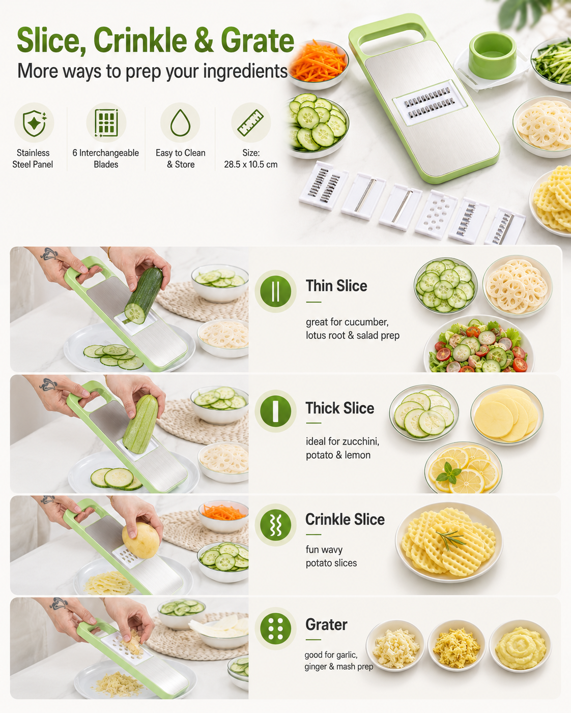 6-in-1 Vegetable Slicer with 6 Blades