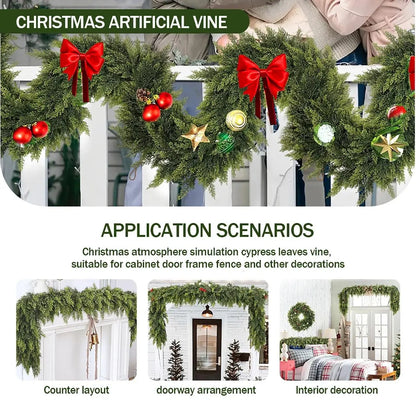 🎄 2-Piece 6FT Real-Touch Cedar Garland – Lifelike Christmas Greenery for Mantel, Staircase & Holiday Decor