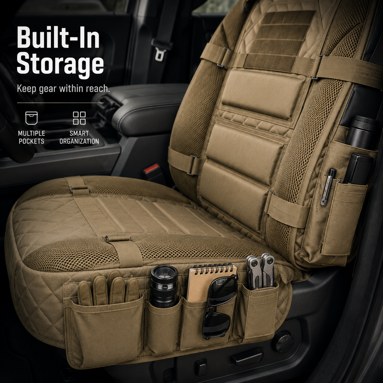 Rugged Truck Seat Cover -Tactical Storage, Seat Protection & All-Day Comfort