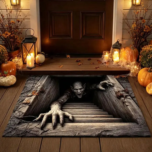 💀3D Halloween Optical Illusion Door Mat – Spooky Non-Slip Entryway Rug