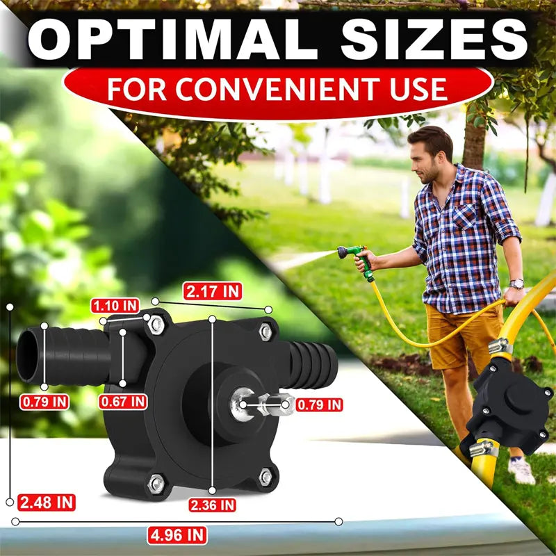 High-Flow Electric Drill Pump – Self Priming Portable Water Pump, Drill Powered Transfer Pump for Water, Oil, Gasoline & Diesel | Hand-Powered, Non-Electric Pump