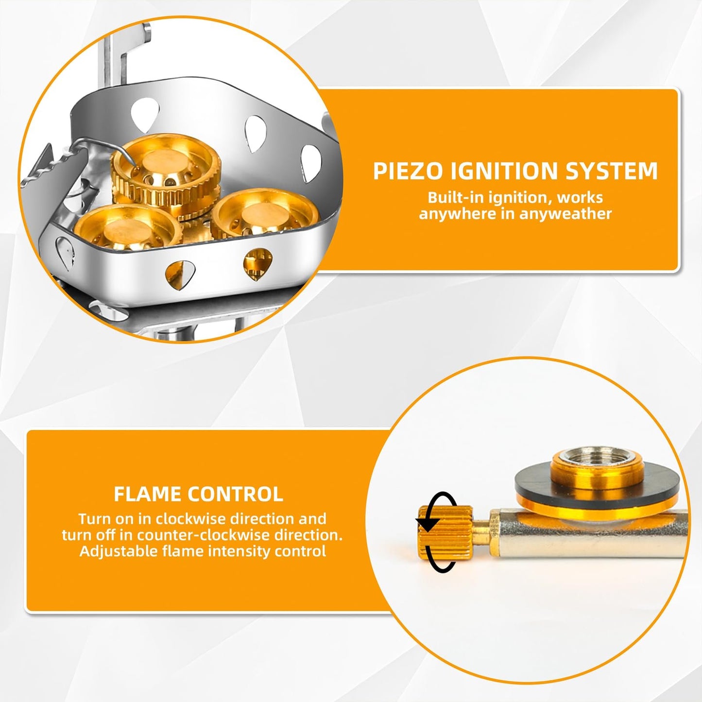 🔥Hot Sale🌟Windproof Camping Stove, Camping Gas Stove with Piezo Ignition