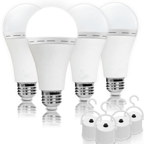 Rechargeable Emergency Light Bulbs, Camping Lamp Battery Powered LED Light Bulb 6000K Daylight 12W Equivalent with 1200mAh