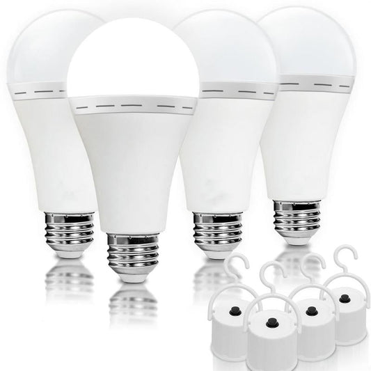 Rechargeable Emergency Light Bulbs, Camping Lamp Battery Powered LED Light Bulb 6000K Daylight 12W Equivalent with 1200mAh