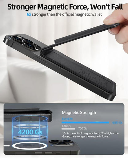 for Magsafe Wallet, Works with , Strongest Magnetic Wallet for Phone 16 15/14/13/12 promax plus Series, for Phone Wallet with Adjustable Stand, Wallet Tracker, 4 Cards Holder, Vegan Leather