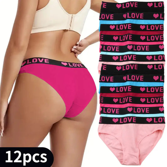 12 Pack High Rise Comfortable Casual Panties Set