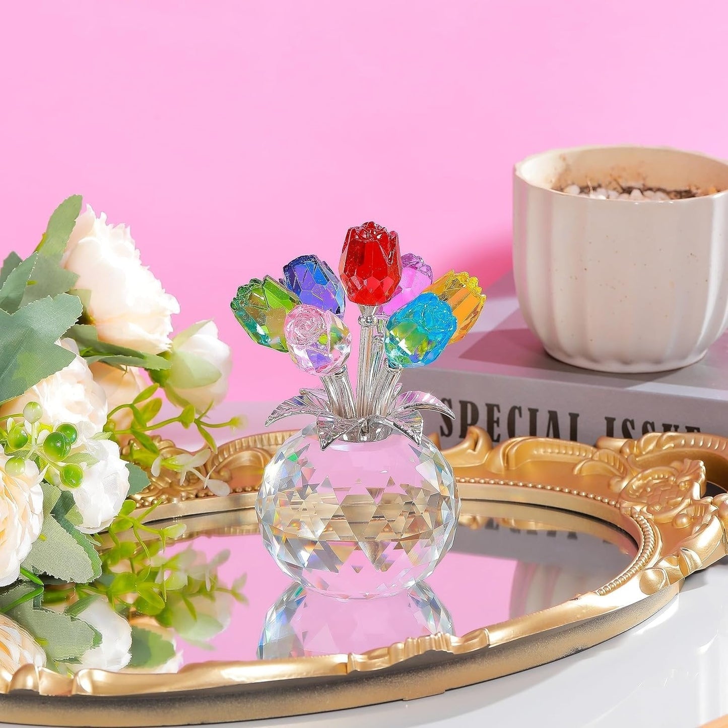💐Crystal Colorful Rose Flower Vase