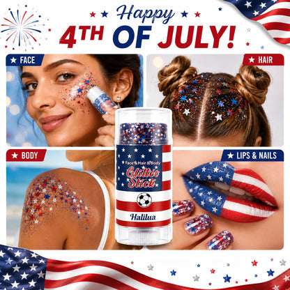 3-in-1 Patriotic Glow😍✨Red, White & Blue Glitter Body Stick