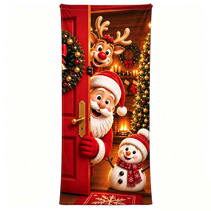 🎄 Christmas Stretch Door Cover – Elastic Santa Holiday Door Wrap