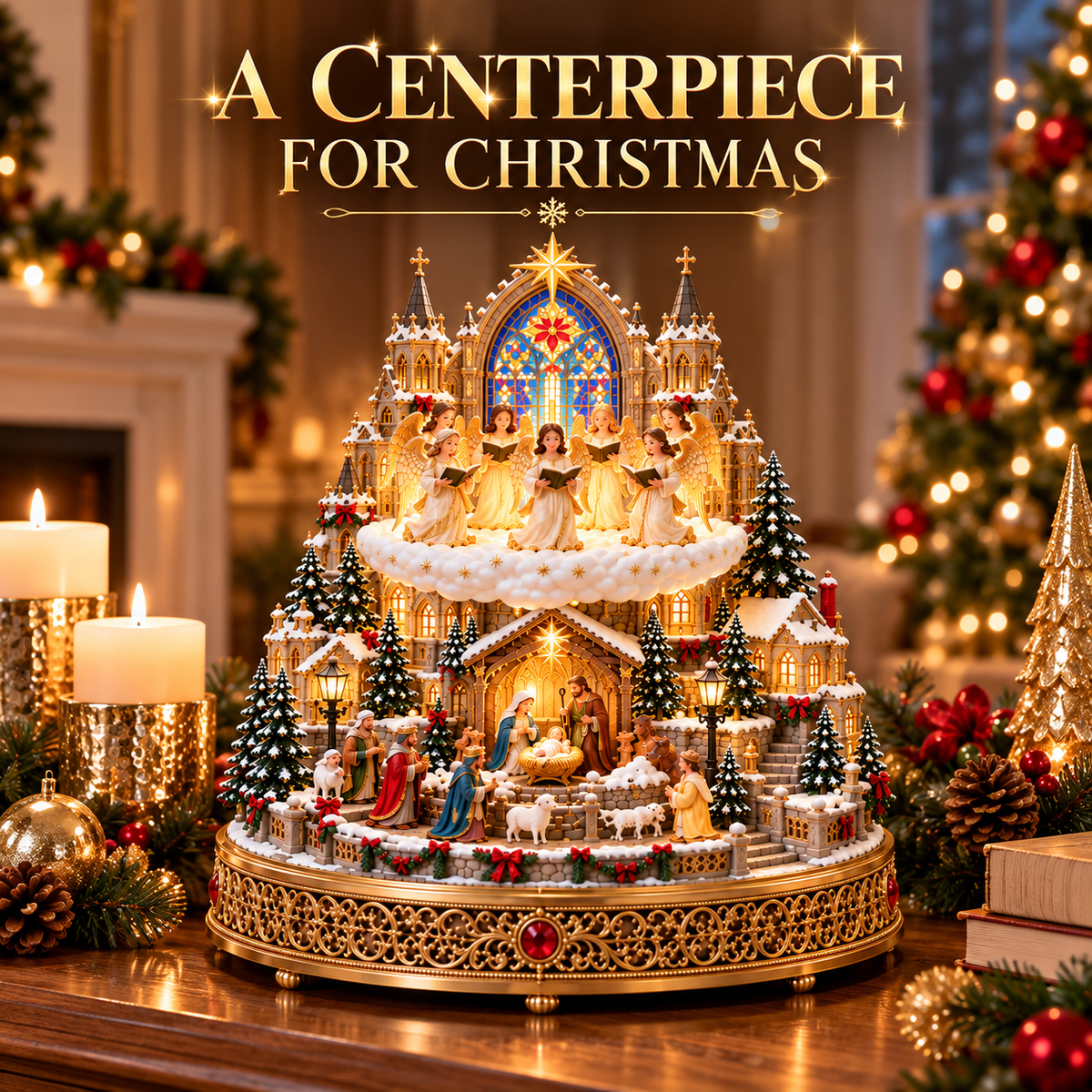 🔥 LAST DAY 48% OFF 🔥 Heavenly Angel Choir | Lighted & Rotating Christmas Nativity Village