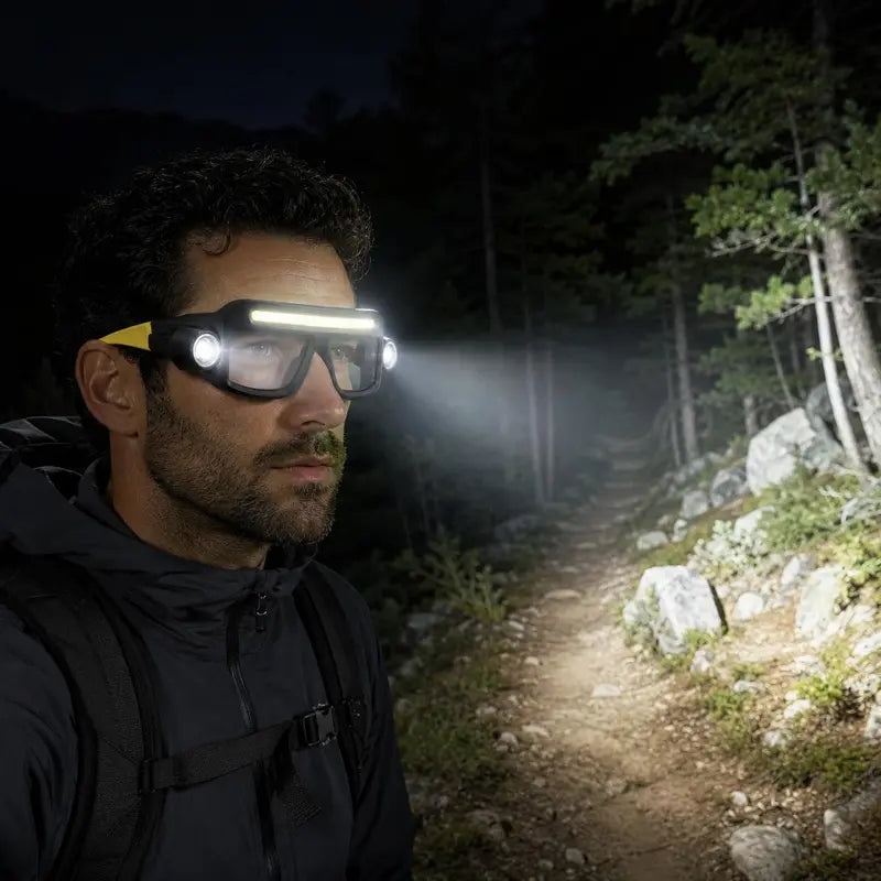 🔦 Rechargeable LED Headlamp Glasses – Hands-Free Lighting, Wave On/Off