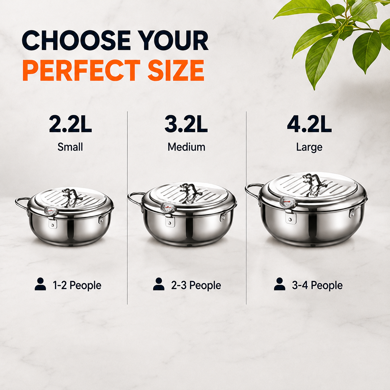 ⚡304 Stainless Steel Stovetop Deep Fryer Pot – With Thermometer