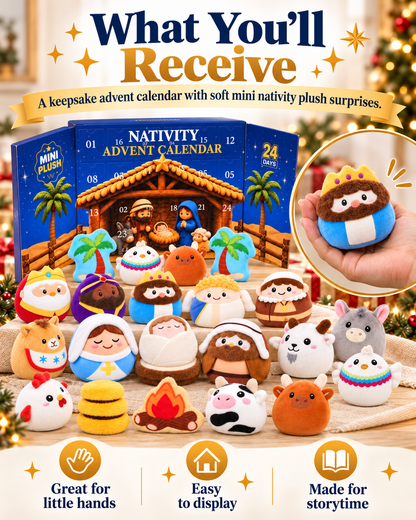 ✨24 Days of Nativity Surprises – Plush Christmas Advent Calendar for Kids