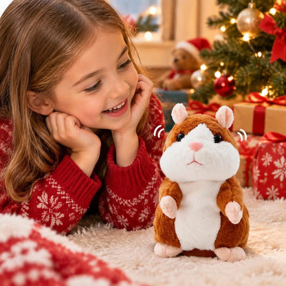 🐹💝70% OFF!!!-Ready for Christmas!🎄🎁Talking Hamster Plush – repeats whatever you say, auto head-shaking, hilarious fun for kids & adults