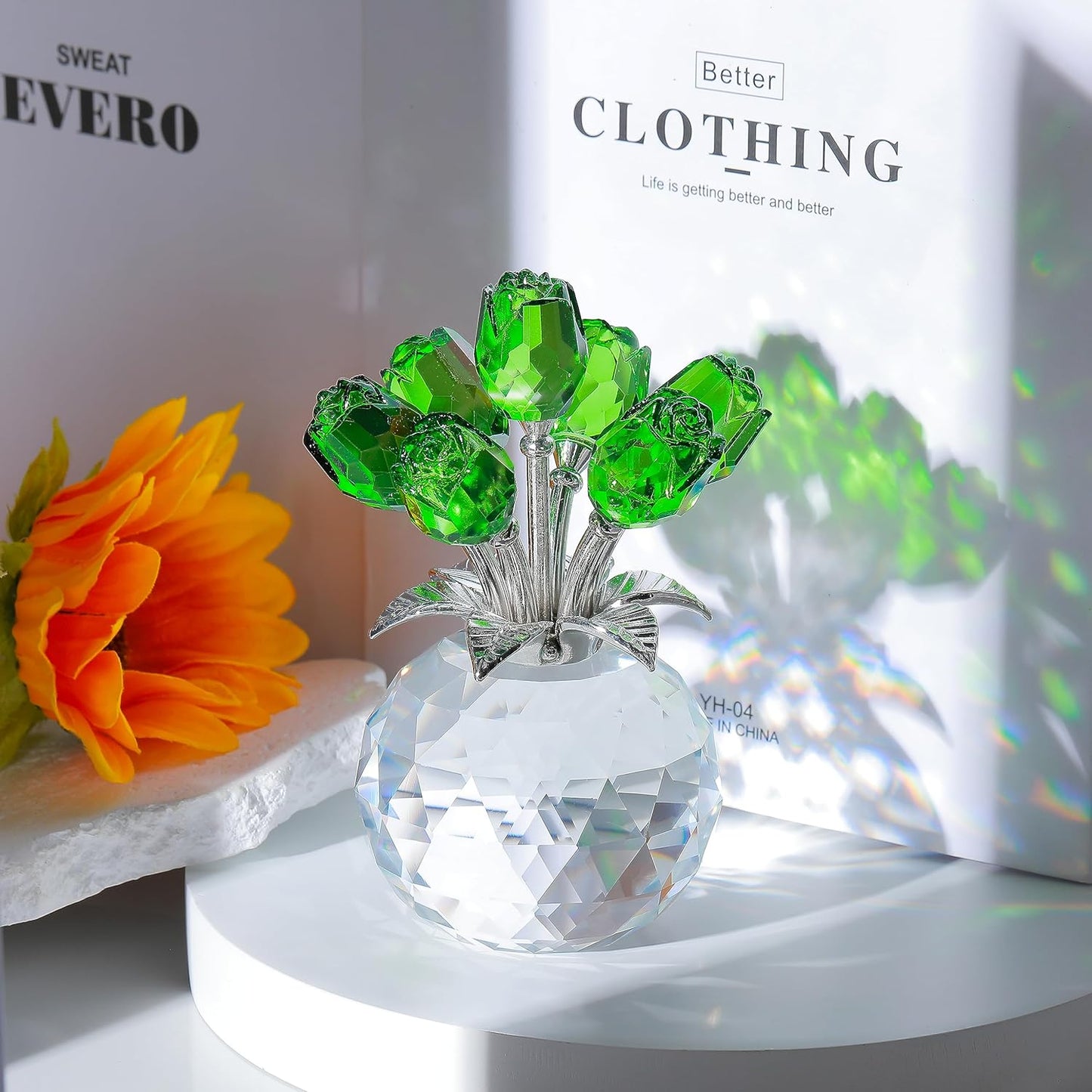 💐Crystal Colorful Rose Flower Vase