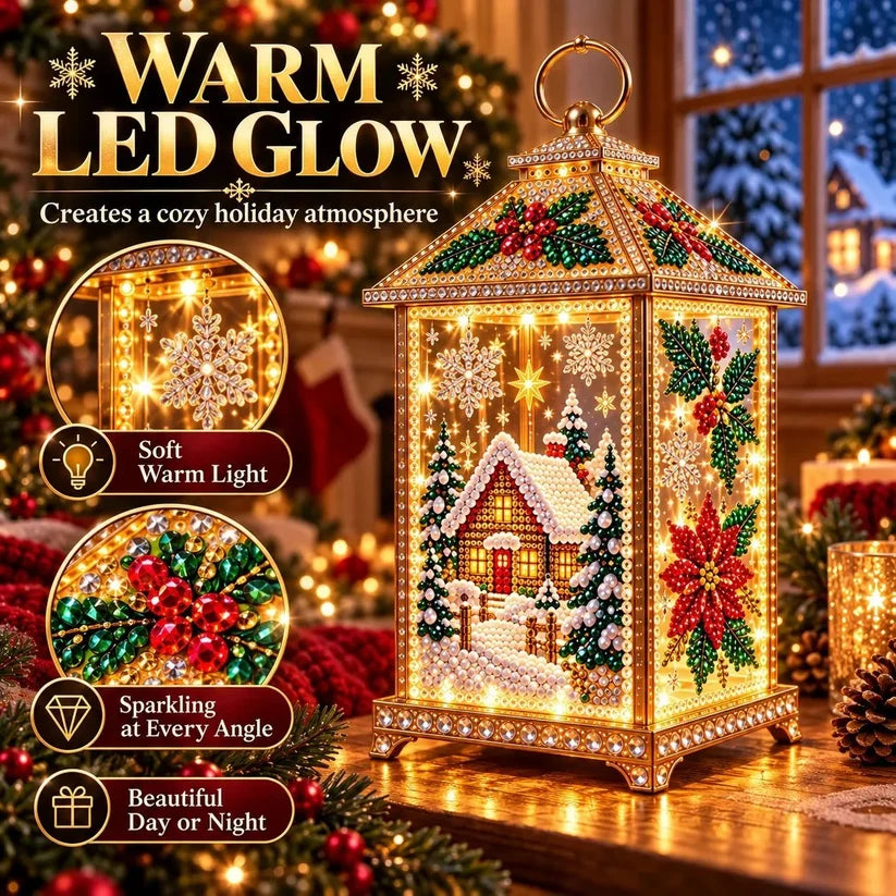 🧩DIY Light-Up Christmas Diamond Art Lantern Kit – Create Your Own Magical Holiday Glow ✨