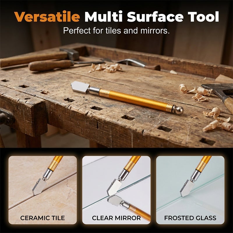 ✨Professional Diamond Glass Cutter with Alloy Handle Roller Wheel