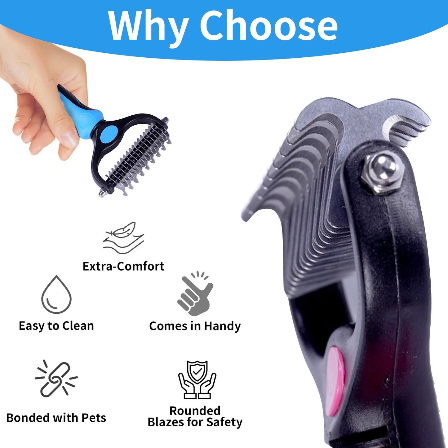 🔥Professional Double-Sided Pet Grooming Rake ✨ Undercoat Deshedding Tool for Dogs & Cats 🐶🐱