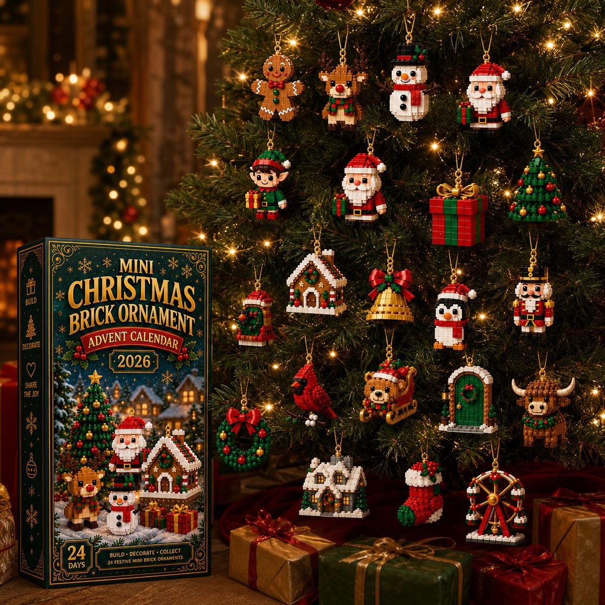 🎄 24-Day Christmas Buildable Advent Calendar | 24 Mini DIY Ornaments for Festive Holiday Décor 🎁