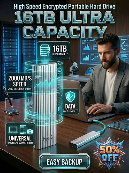 ⚡Flash Sale⚡ 50K+ SOLD! Almost Gone-🔥16TB Large-Capacity Type-C Portable Mini SSD