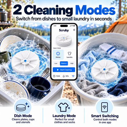 💦Smart Portable Washer – App-Controlled Dish & Laundry Cleaning Device