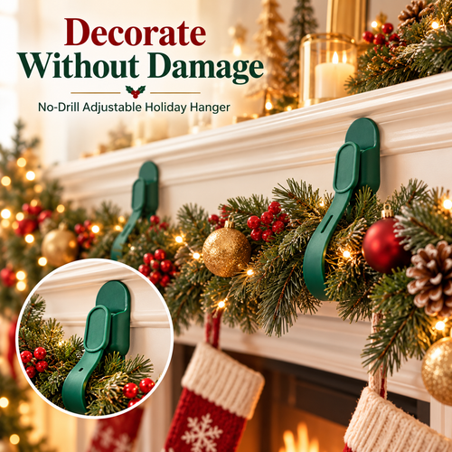 ✨🎄 6ps-Adjustable Christmas Wreath Hanger – Peel, Adjust & Hang Holiday Décor with Ease 🎄✨