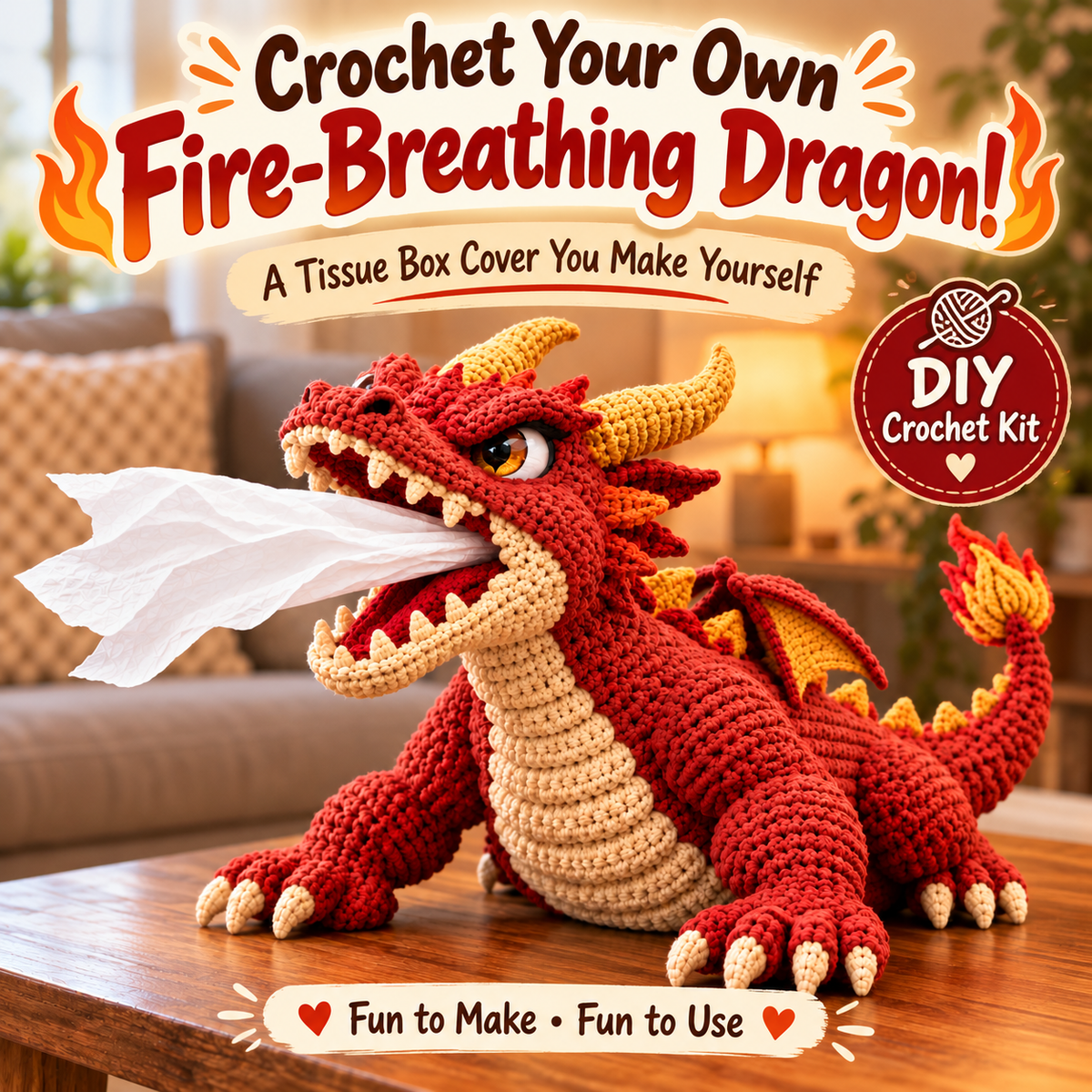 🐉 DIY Crochet Tissue Box Kit | Funny Fantasy Home Decor 🧶