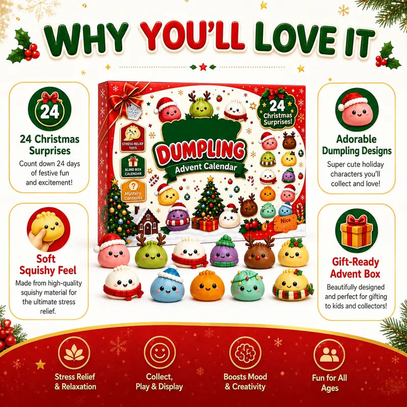🥟 Dumpling Squishy Advent Calendar – 24 Days of Cute, Squeezable Surprises