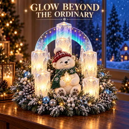🎄 Glowing Christmas Centerpiece with Warm Flameless Candlelight ✨🕯️