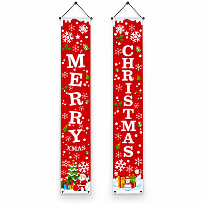 🎄 Merry Christmas Porch Banners – Festive Front Door Hanging Decorations (2PCS)