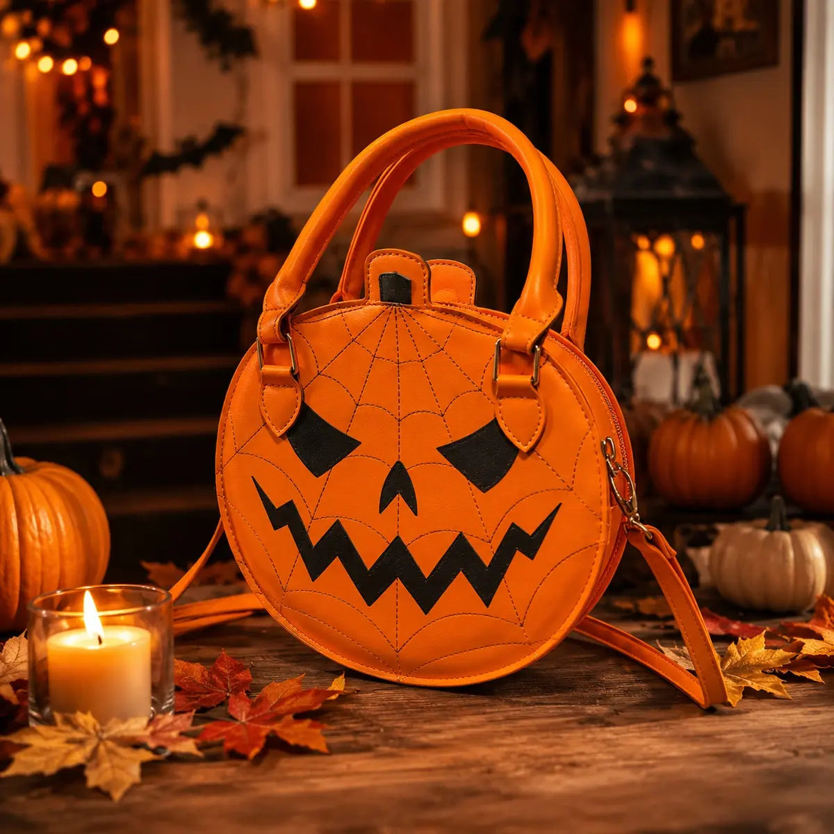 🎃 Spooky Jack-O'-Lantern Pumpkin Crossbody Bag