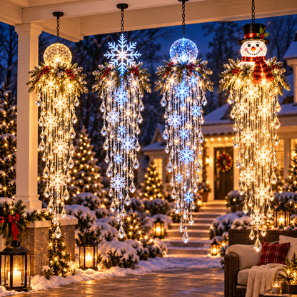 ✨❄️Crystal Cascade Christmas Light™ – Hanging Snowflake & Crystal LED Porch Décor