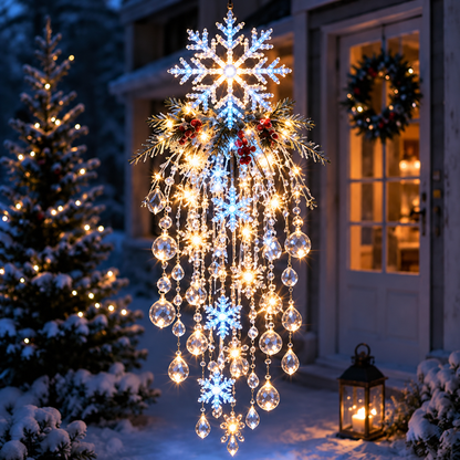 ✨❄️Crystal Cascade Christmas Light™ – Hanging Snowflake & Crystal LED Porch Décor