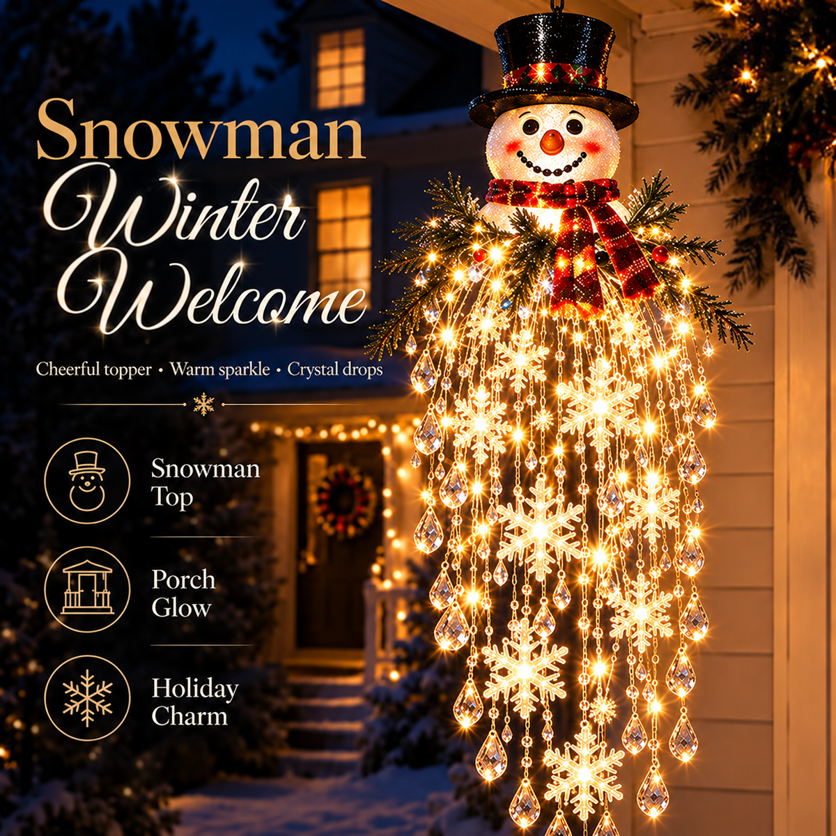 ✨❄️Crystal Cascade Christmas Light™ – Hanging Snowflake & Crystal LED Porch Décor