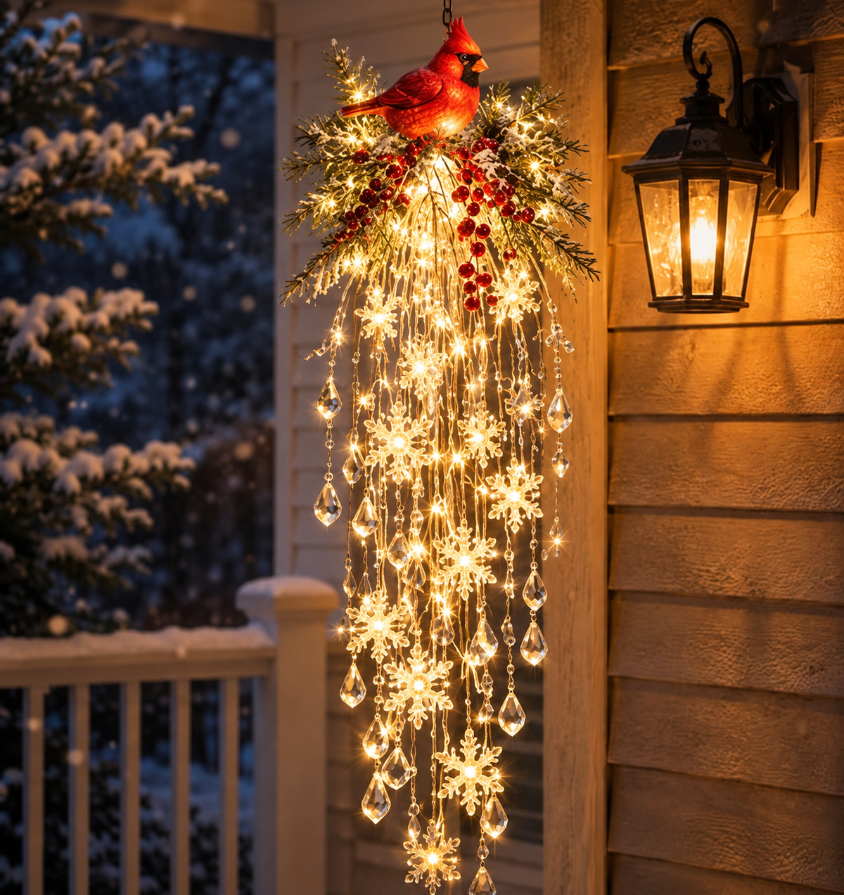 ✨❄️Crystal Cascade Christmas Light™ – Hanging Snowflake & Crystal LED Porch Décor