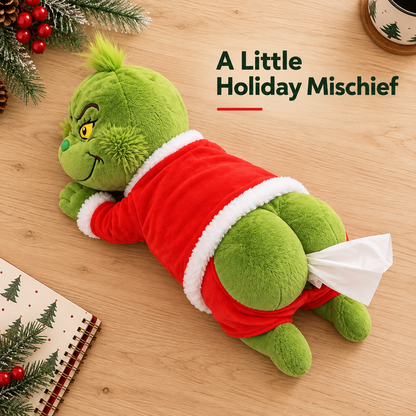 HOT SALE🎄 Grinch Plush Tissue Box Cover | Funny Christmas Grinch Tissue Holder, Festive Home Decor & Novelty Holiday Gift