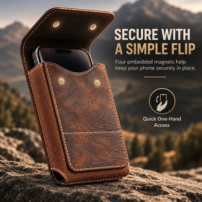 💥Men’s Waist Phone Pouch with Magnetic Closure, Card Slot & Metal Belt Clip