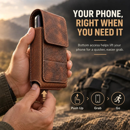 💥Men’s Waist Phone Pouch with Magnetic Closure, Card Slot & Metal Belt Clip
