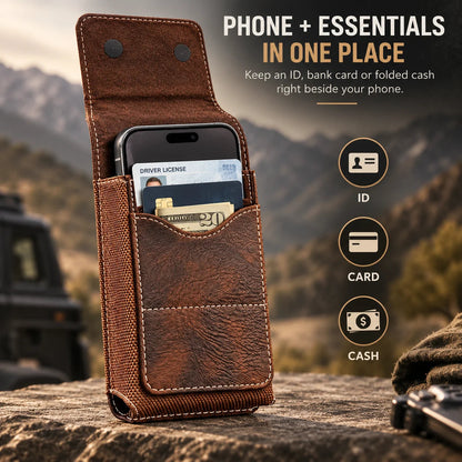 💥Men’s Waist Phone Pouch with Magnetic Closure, Card Slot & Metal Belt Clip