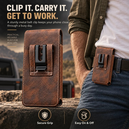 💥Men’s Waist Phone Pouch with Magnetic Closure, Card Slot & Metal Belt Clip