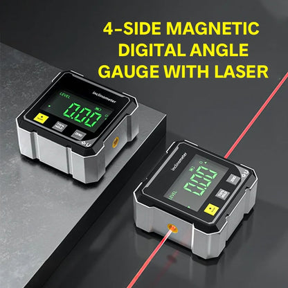 🔥HOT SALE⚙️ German Quality 4-Side Magnetic Digital Angle Gauge with Laser | Precision You Can Trust✨